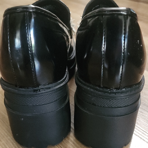 ASOS Black Platform Loafers Daisy Floral Appliqué Chunky Heel Slip-On Shoes - Picture 5 of 9